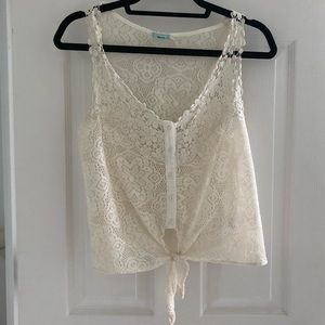 Ivory lace button up tank